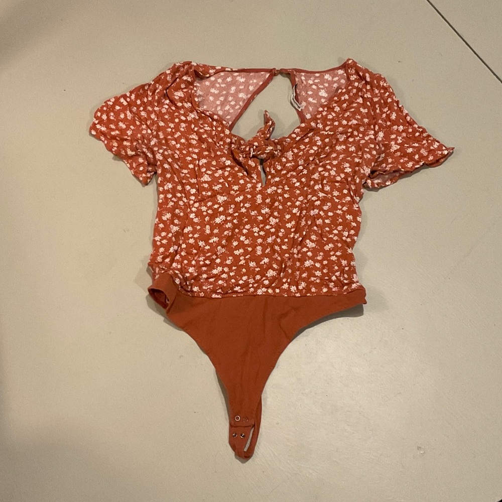 Abercrombie & Fitch Orange Floral Body Suit